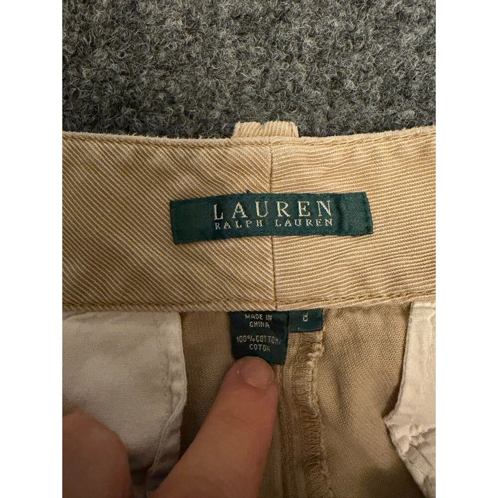 Lauren Ralph Lauren Size 6 Tan Cargo Pants 100% Cotton Zip Pockets Utility - Picture 3 of 7